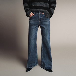休闲风复古水洗喇叭牛仔长裤 女装 UWJ850103 2025冬季 UR国内代购