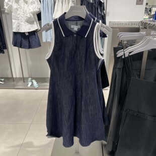 UR国内代购2026夏季女装都市运动风撞色边牛仔连衣裙UYU860090