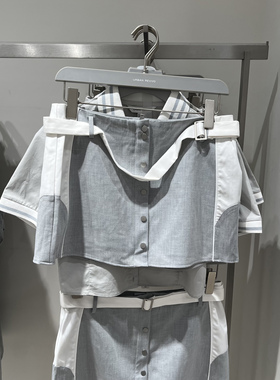 UR国内代购2025夏季女装简约格雷系腰带纽扣A字半裙UIU550010