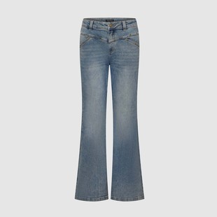 UR国内代购2025冬季女装休闲做旧水洗铆钉喇叭牛仔长裤UWH860007