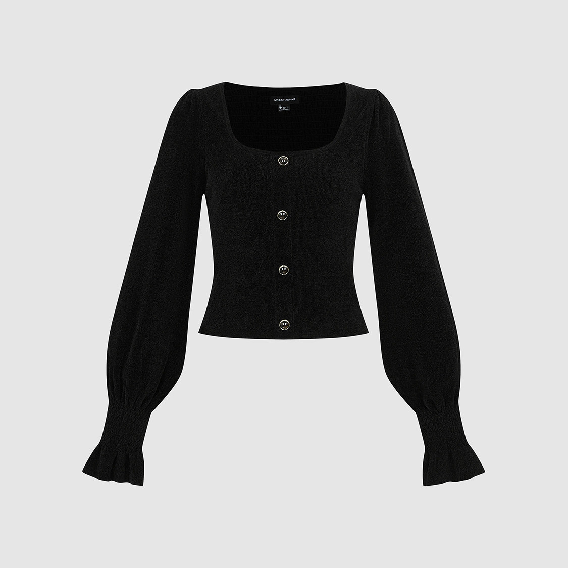 UR国内代购2026春季女装魅力绒面泡泡袖钻扣短款针织衫UWG960022,女装/女士精品,毛针织衫,淘宝优惠券,粉丝福利购,淘宝优惠卷