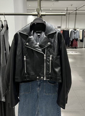 UR国内代购2025秋季女装休闲潮流摩登机车皮质短款外套UWG150140