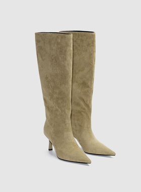 UR国内代购2025冬季女士时髦魅力气质尖头细高跟长靴子UAWS50128