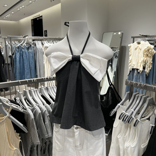 UR国内代购2025夏季女装气质蝴蝶结挂脖系带打揽吊带衫UWG250185