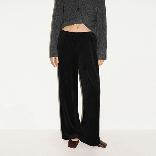 UR国内代购2025冬季女装气质简约肌理感高腰加厚直筒裤UWM650128