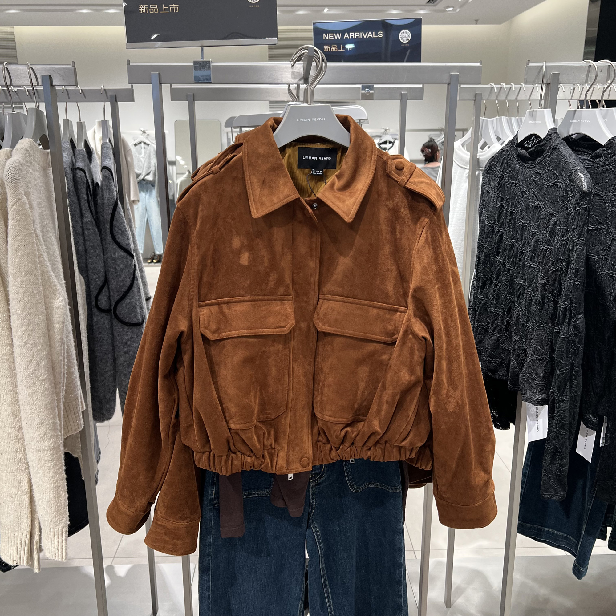 UR国内代购2025冬季女装城市游猎复古麂皮绒工装外套UWG150074