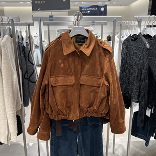 UR国内代购2025冬季女装城市游猎复古麂皮绒工装外套UWG150074