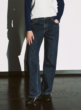 UR国内代购2025冬季女装休闲风复古水洗直筒牛仔长裤UYY850283