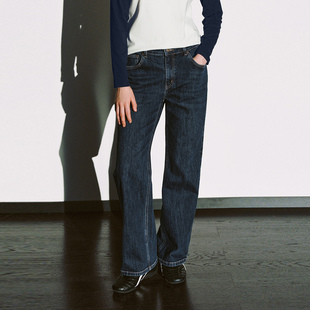 UR国内代购2025冬季女装休闲风复古水洗直筒牛仔长裤UYY850283