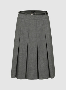 UR国内代购2026春季女装气质百搭通勤百褶腰带设计半裙UWM560018