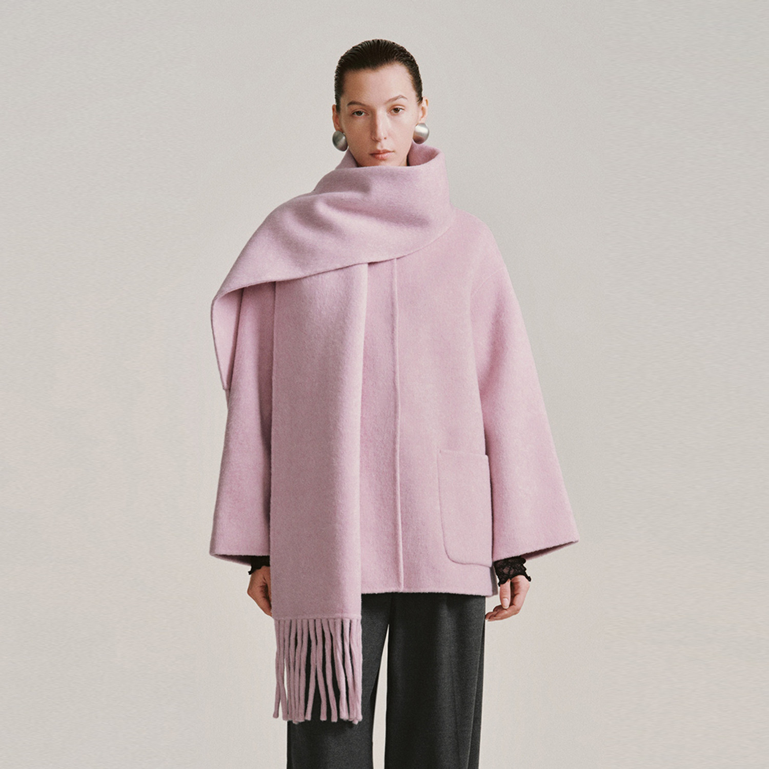 UR国内代购2026春季女装时髦气质多巴胺围巾式流苏外套UWG150167,女装/女士精品,短外套,淘宝优惠券,粉丝福利购,淘宝优惠卷