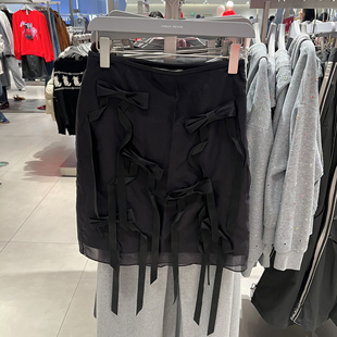 UR国内代购2026春季女装潮流时髦立体蝴蝶结飘带半裙UYV560015