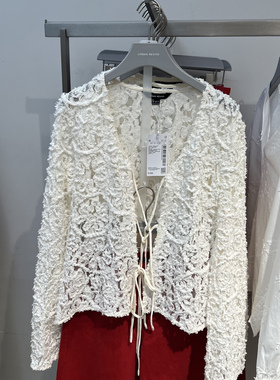 UR国内代购2026春季新款女装都市气质蕾丝拼接开襟衬衫UWH260007