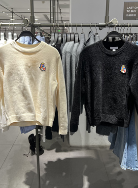 UR国内代购2026春季男时髦新年穿搭红色小马刺绣针织衫UUY960002