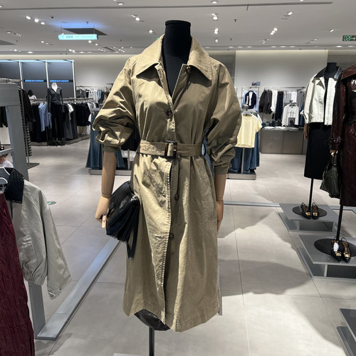 UR国内代购2025秋季女装钟楚曦同款流光风腰带风衣外套UWH150081