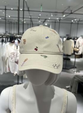 UR国内代购2026夏季女士时髦俏皮休闲趣味刺绣棒球帽UAYA60197