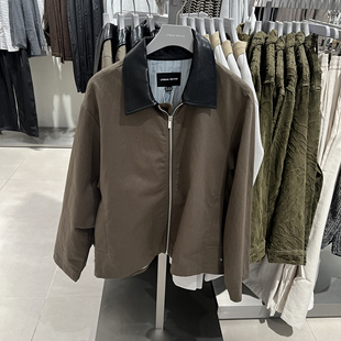 UR国内代购2025冬季男装休闲复古拼接翻领拉链夹克外套UMF150097