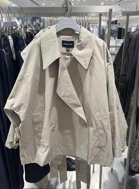 UR国内代购2025冬季女装简约气质腰带超宽松风衣外套UWJ150108