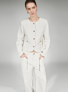 UR国内代购2025冬季女装气质小香粗花呢短款休闲外套UWM860002