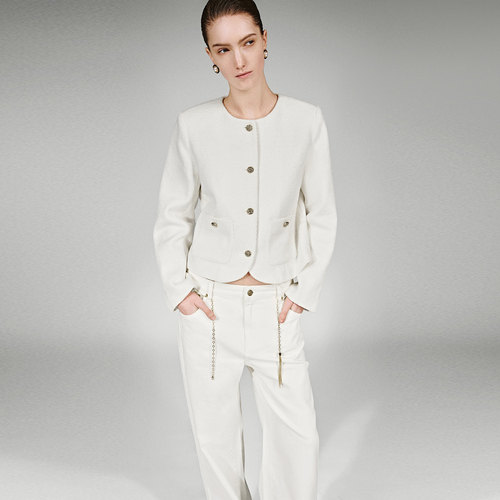 UR国内代购2025冬季女装气质小香粗花呢短款休闲外套UWM860002