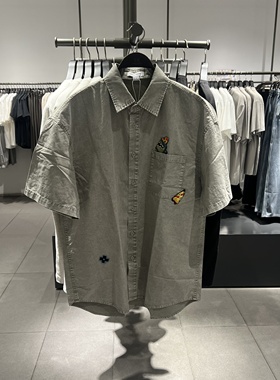 UR国内代购2025夏季男装趣味图案棉质宽松短袖开襟衬衫UUV250010