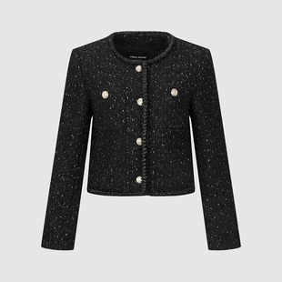 UR国内代购2025冬季女装复古小香粗花呢短款呢料外套UWG150178