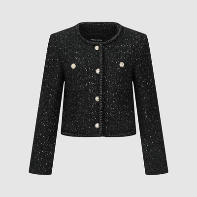 UR国内代购2025冬季女装复古小香粗花呢短款呢料外套UWG150178