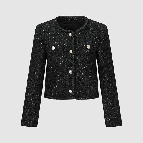 UR国内代购2025冬季女装复古小香粗花呢短款呢料外套UWG150178