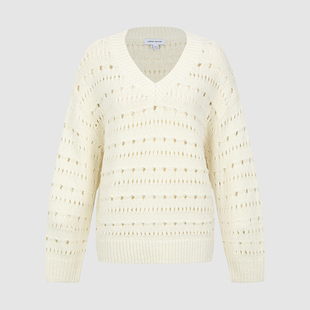 UR国内代购2026春季女装浪漫优雅休闲V领镂空针织毛衣UYL960031