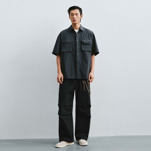 UR国内代购2026夏季男装休闲纯色立体贴袋短袖开襟衬衫UML260068