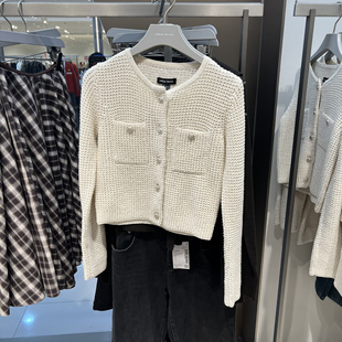 UR国内代购2025冬季女装气质肌理亮片亮丝短款针织开衫UWM960004