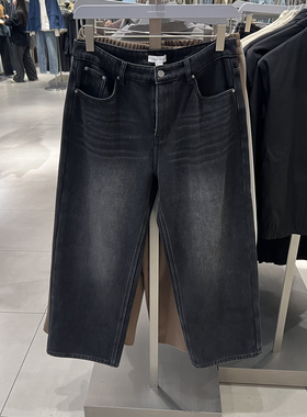 UR国内代购2026春季男装休闲复古猫须水洗加绒牛仔长裤UUY850025