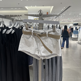 UR国内代购2025夏季女装时尚复古腰带装饰超短休闲短裤UWJ850027