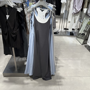 UR国内代购2025夏季女装撞色假两件层次修身无袖连衣裙UWJ750074