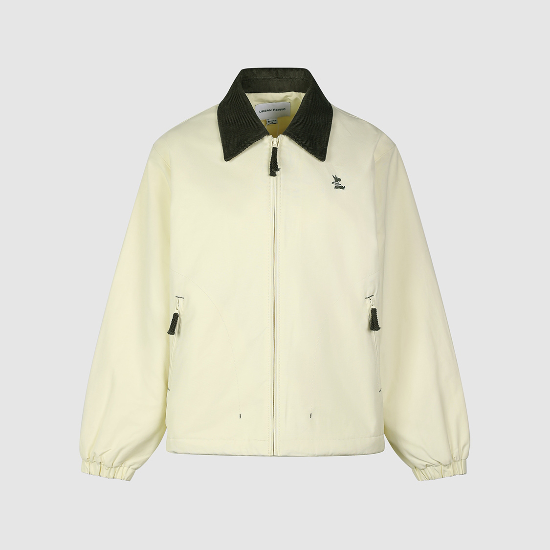 UR国内代购2025冬季女装休闲撞色翻领刺绣拉链口袋外套UYY150115