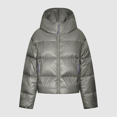 UR国内代购2025冬季女流光风休闲撞色绳结连帽羽绒外套UYL150110