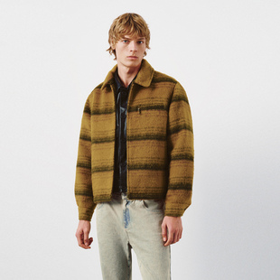 UR国内代购2025冬季男装琥珀流光风条纹毛绒夹克外套UML150064