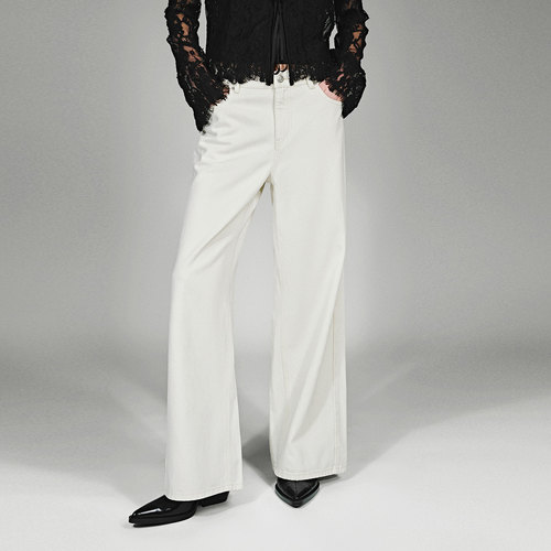 UR国内代购2025冬季女装简约丹宁日常通勤阔腿休闲长裤UWH860003