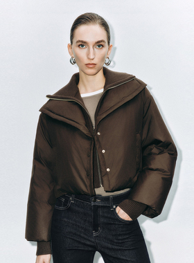 UR国内代购2025冬季女时髦琥珀流光风翻领宽松羽绒外套UWG150060