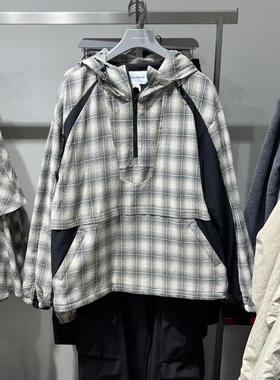 UR国内代购2026春季男运动风潮流格纹拼接连帽夹克外套UUN160005