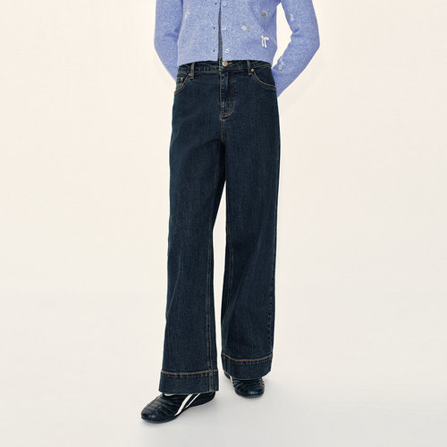 UR国内代购2025冬季女装休闲百搭复古丹宁直筒牛仔长裤UYL850237