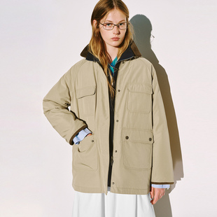 UR国内代购2025冬季女装休闲复古巴恩风撞色翻领羽绒服UYL150105