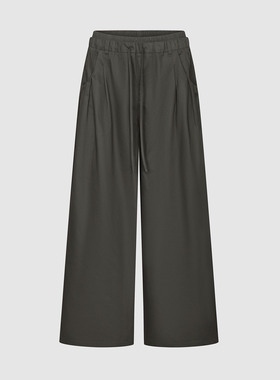 UR国内代购2025冬季女装潮流拼接松紧腰抽绳棉质阔腿裤UWJ650091