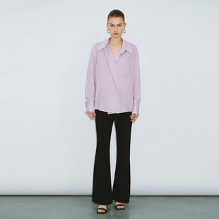 UR国内代购2026春季女装粉彩风气质细条纹贴袋开襟衬衫UWM260034