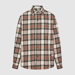 UR国内代购2026春季男装潮流复古撞色格纹刺绣开襟衬衫UUV260010