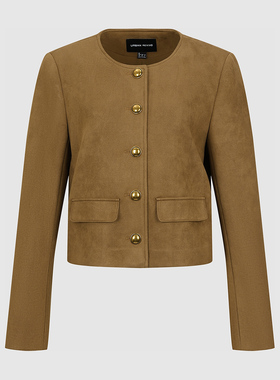 UR国内代购2025冬季女装气质简约绒面单排扣短款外套UWM160009