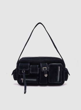 UR国内代购2025秋季女士时髦复古个性绒面多口袋单肩包UAWB50284