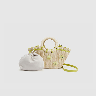 UR国内代购2025夏季女士休闲度假度假草编手提斜挎包UAYB50080