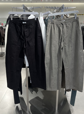 UR国内代购2026春季男装休闲松紧腰立体缝线棉质弯刀裤UUY660002