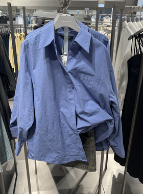 UR国内代购2025秋季女装时尚潮流廓形棉质宽松开襟衬衫UWJ250071